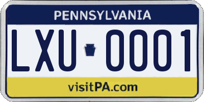 PA license plate LXU0001