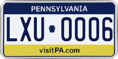 PA license plate LXU0006