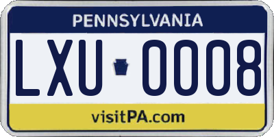 PA license plate LXU0008