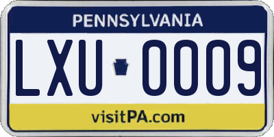 PA license plate LXU0009