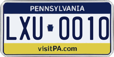 PA license plate LXU0010