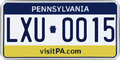 PA license plate LXU0015