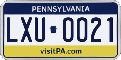 PA license plate LXU0021