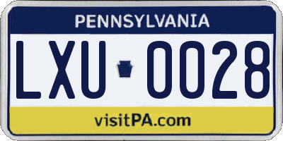 PA license plate LXU0028