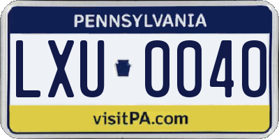 PA license plate LXU0040