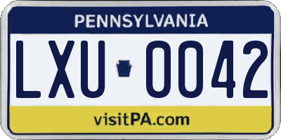 PA license plate LXU0042