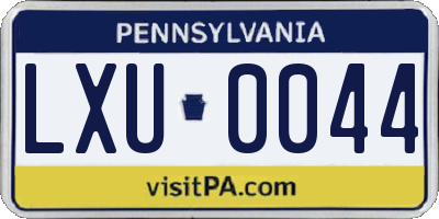 PA license plate LXU0044