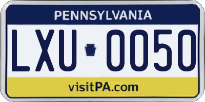 PA license plate LXU0050