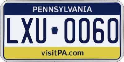 PA license plate LXU0060