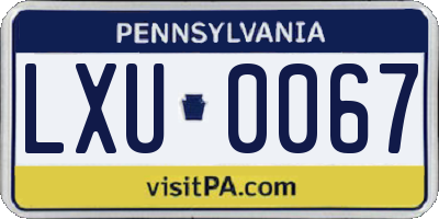 PA license plate LXU0067