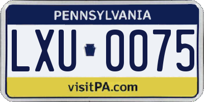 PA license plate LXU0075