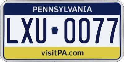 PA license plate LXU0077