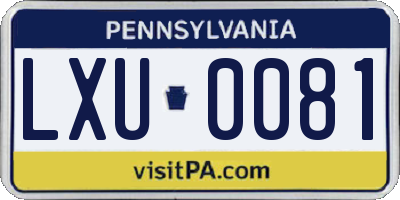 PA license plate LXU0081