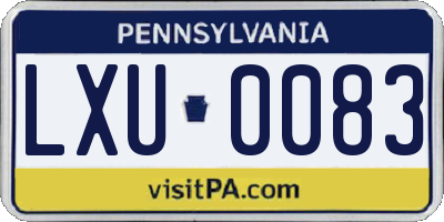 PA license plate LXU0083