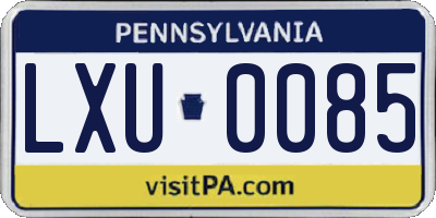 PA license plate LXU0085