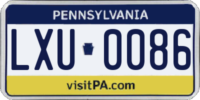 PA license plate LXU0086