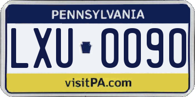 PA license plate LXU0090