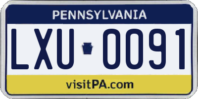 PA license plate LXU0091