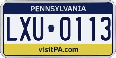 PA license plate LXU0113