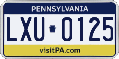 PA license plate LXU0125