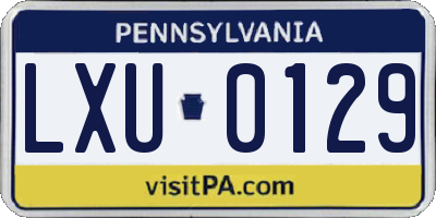 PA license plate LXU0129