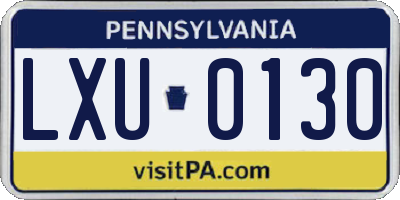 PA license plate LXU0130
