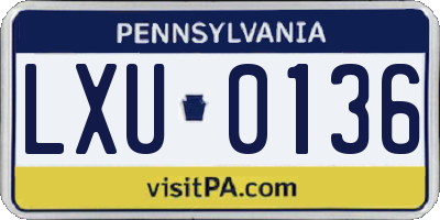 PA license plate LXU0136