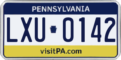 PA license plate LXU0142
