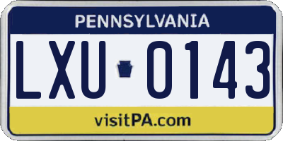 PA license plate LXU0143