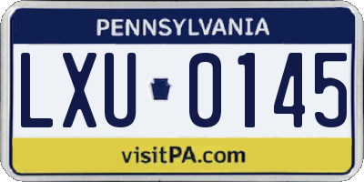 PA license plate LXU0145