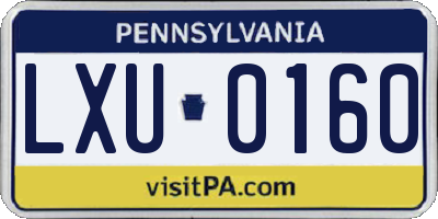 PA license plate LXU0160