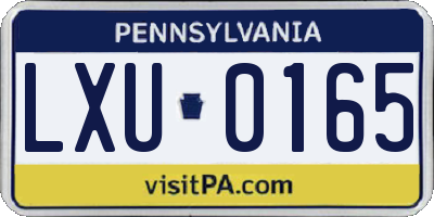 PA license plate LXU0165