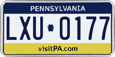 PA license plate LXU0177