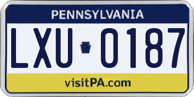 PA license plate LXU0187