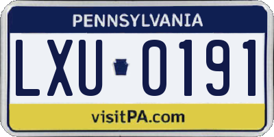 PA license plate LXU0191