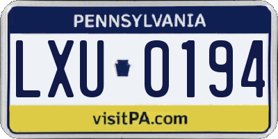 PA license plate LXU0194
