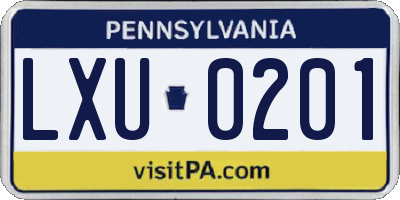 PA license plate LXU0201