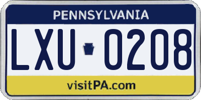 PA license plate LXU0208