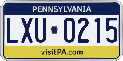 PA license plate LXU0215