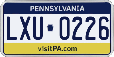 PA license plate LXU0226