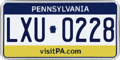 PA license plate LXU0228