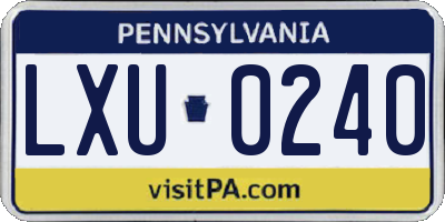 PA license plate LXU0240