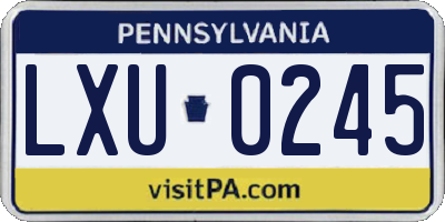 PA license plate LXU0245