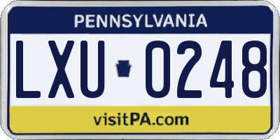 PA license plate LXU0248