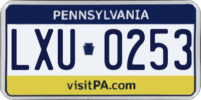 PA license plate LXU0253