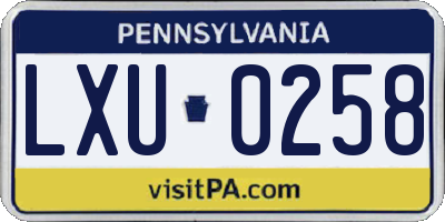 PA license plate LXU0258