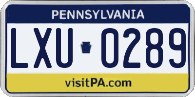 PA license plate LXU0289
