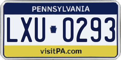 PA license plate LXU0293
