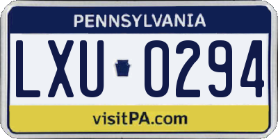 PA license plate LXU0294