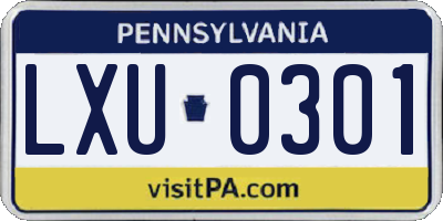 PA license plate LXU0301